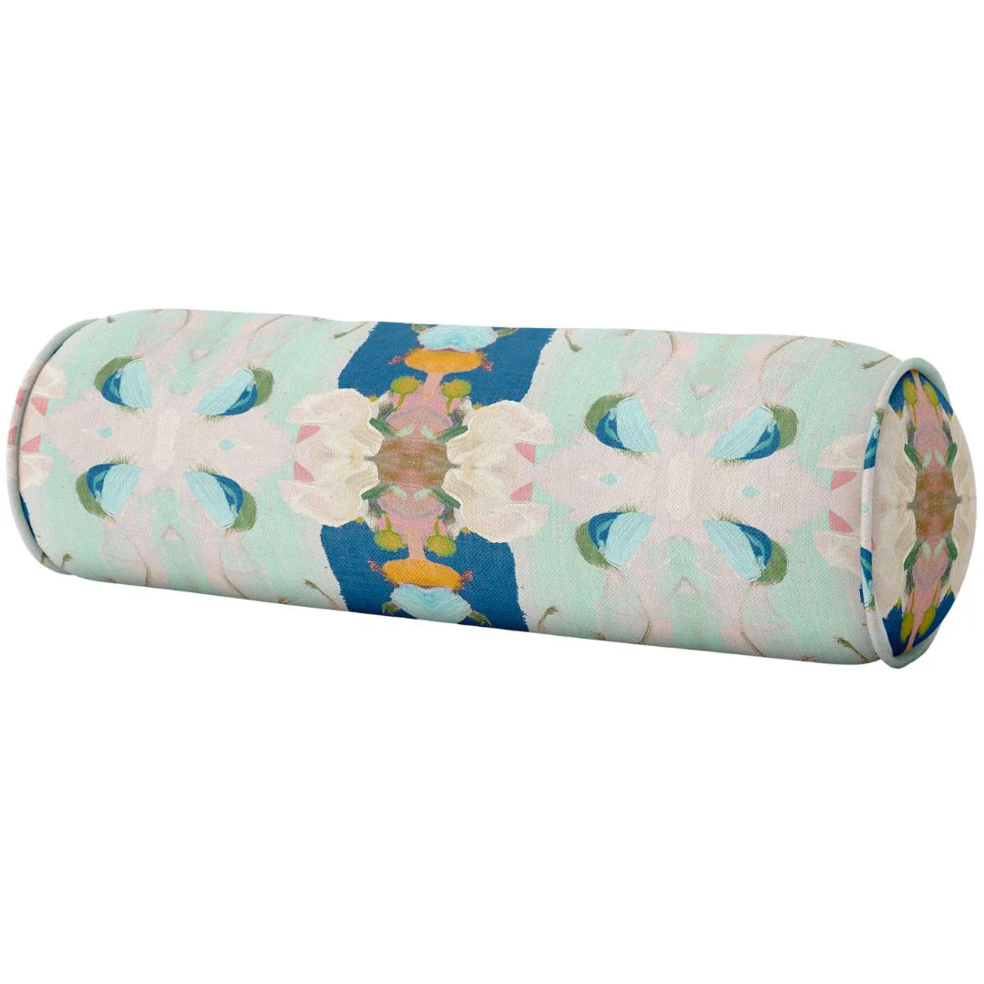 Monet's Garden Navy Round Bolster Pillow | Laura Park Designs