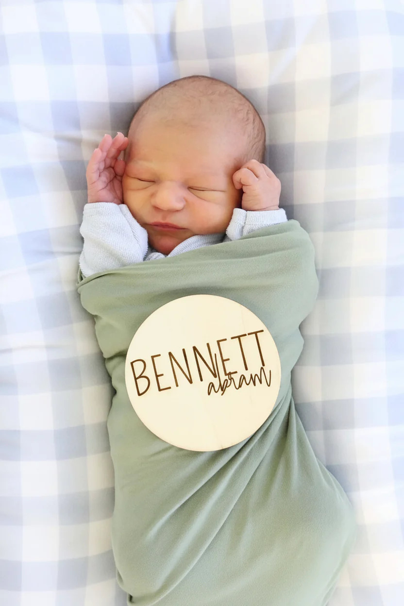 Personalized Wood Announcement | Block | Caden Lane