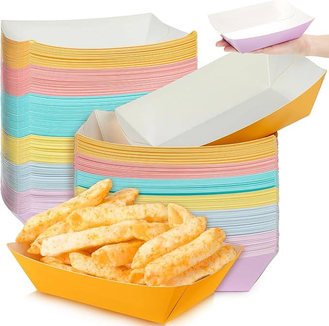 120 Pcs 3Lb Paper Hot Dog Trays Pastel Disposable Nacho Trays Serving Food Boats Grease Resistant... | Amazon (US)