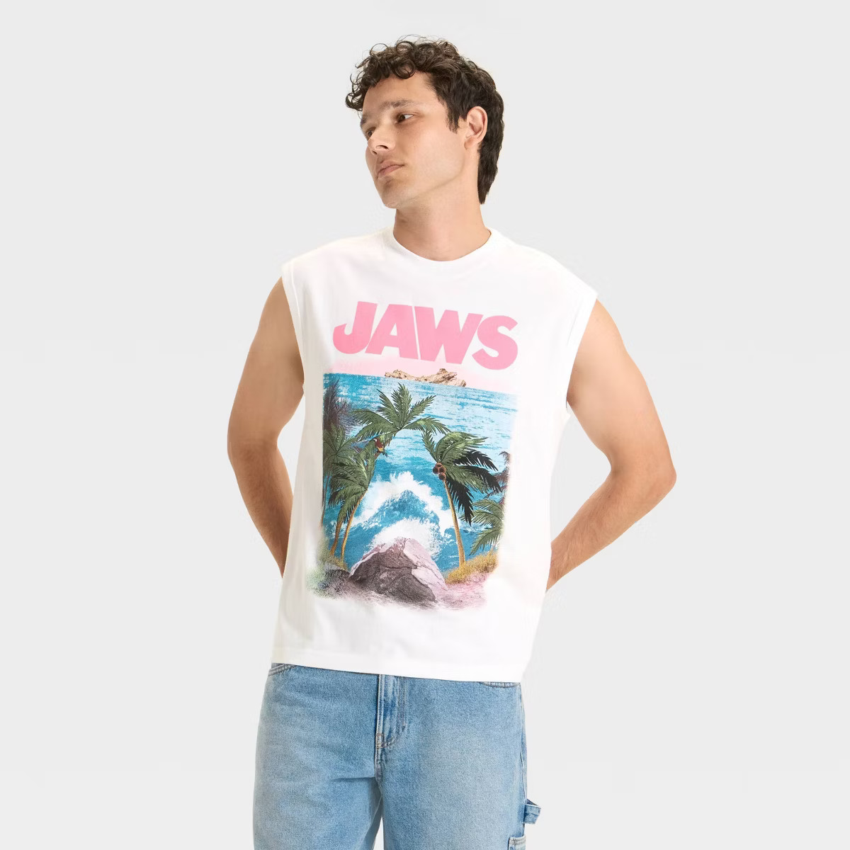 Men's Jaws Graphic Muscle Tank Shirt - Original Use™ White | Target
