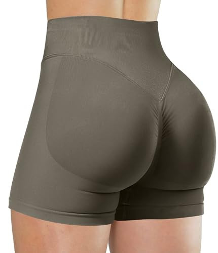 Unthewe Womens Workout Seamless Scrunch Butt Lifting Shorts High Waisted Tummy Control Gym Yoga Shorts(U516-Light Grey-M) | Amazon (US)