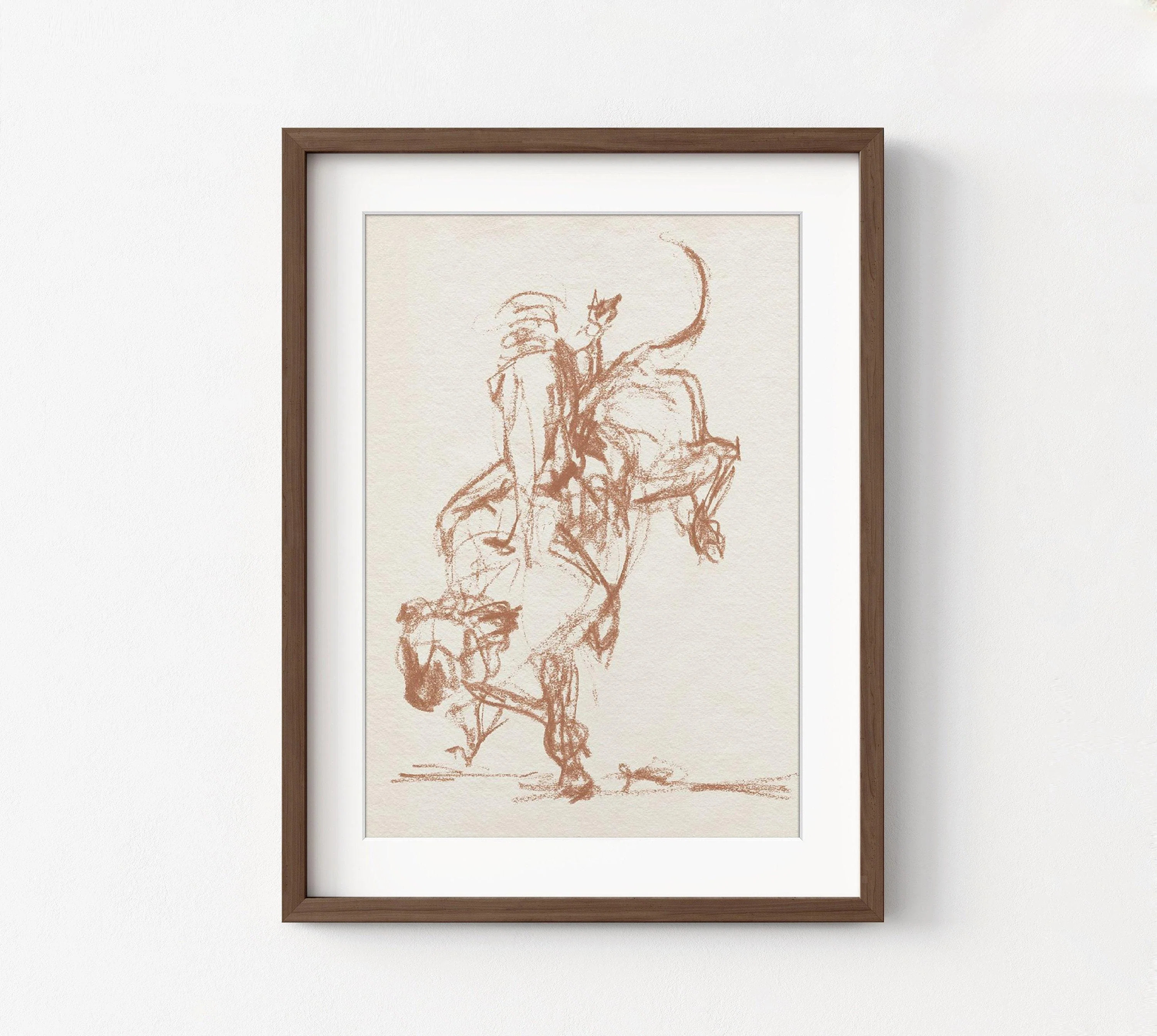 Marnay Rodeo Gestures In Sepia II By Jennifer Paxton Parker, Framed Farmhouse Wall Art, Western W... | Wayfair North America