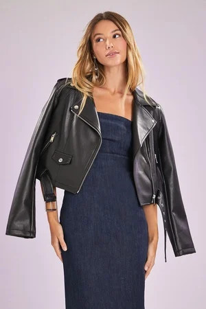Cropped Faux Leather Moto Jacket | Forever 21 (US)