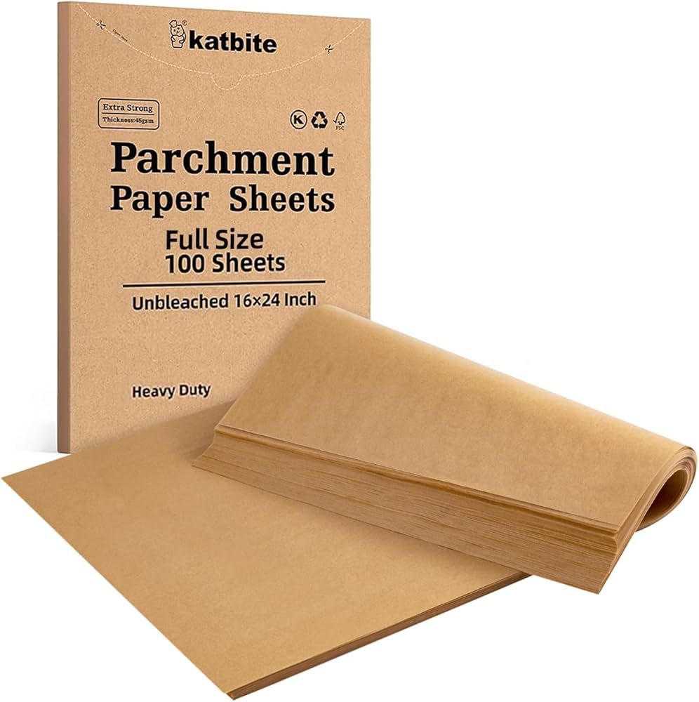 Katbite 16x24 Inch Parchment Paper Sheets, 100Pcs Non-Stick Precut Baking Parchment, Unbleached P... | Amazon (US)