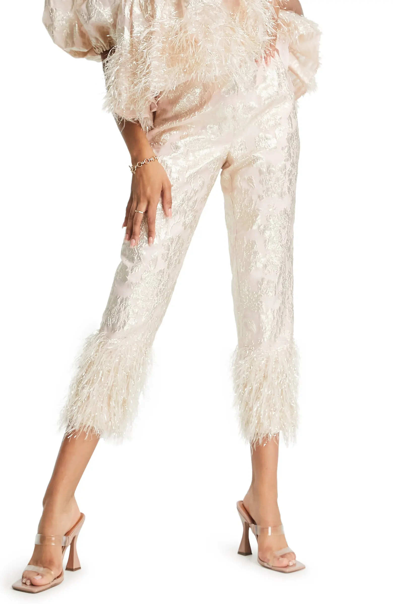 ASOS DESIGN Metallic Jacquard Trousers | Nordstrom | Nordstrom