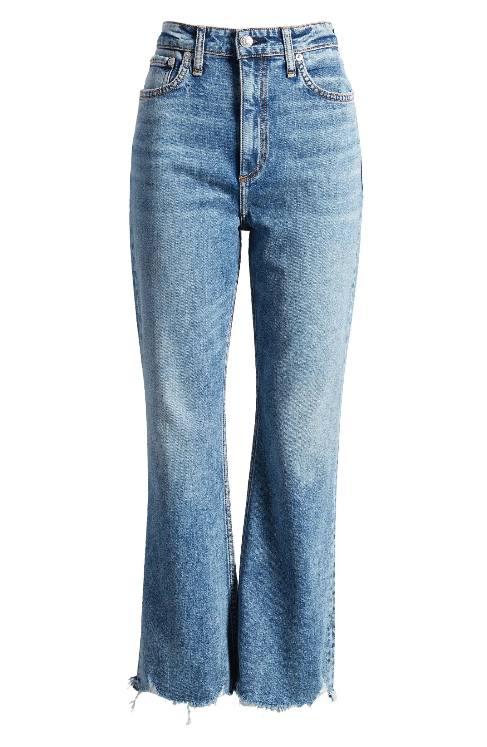 Casey Raw Hem High Waist Ankle Flare Jeans | Nordstrom