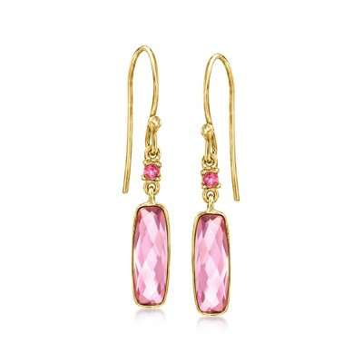 Ross-Simons 3.50 ct. t.w. Pink Topaz Drop Earrings in 18kt Gold Over Sterling | Target