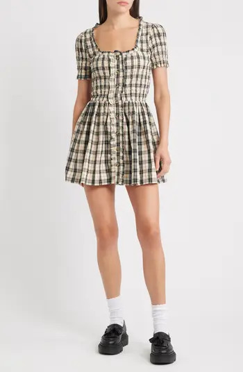 Mansi Check Organic Cotton Minidress | Nordstrom