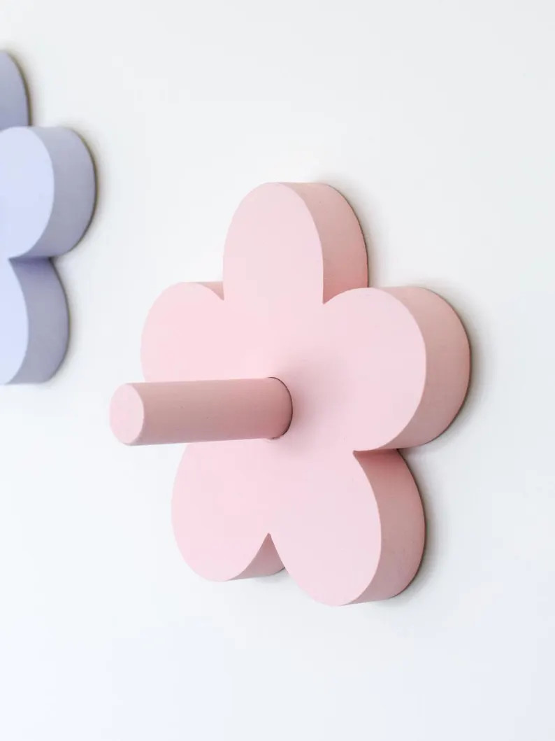 Flower Wall Hooks for Kids, Cute Pastel. Girl Nursery Decor, Coat Bag Hook, Baby Shower Gift, Wal... | Etsy (US)
