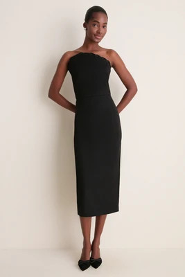 Black Valletta Sculptural Midi Dress | Tuckernuck (US)