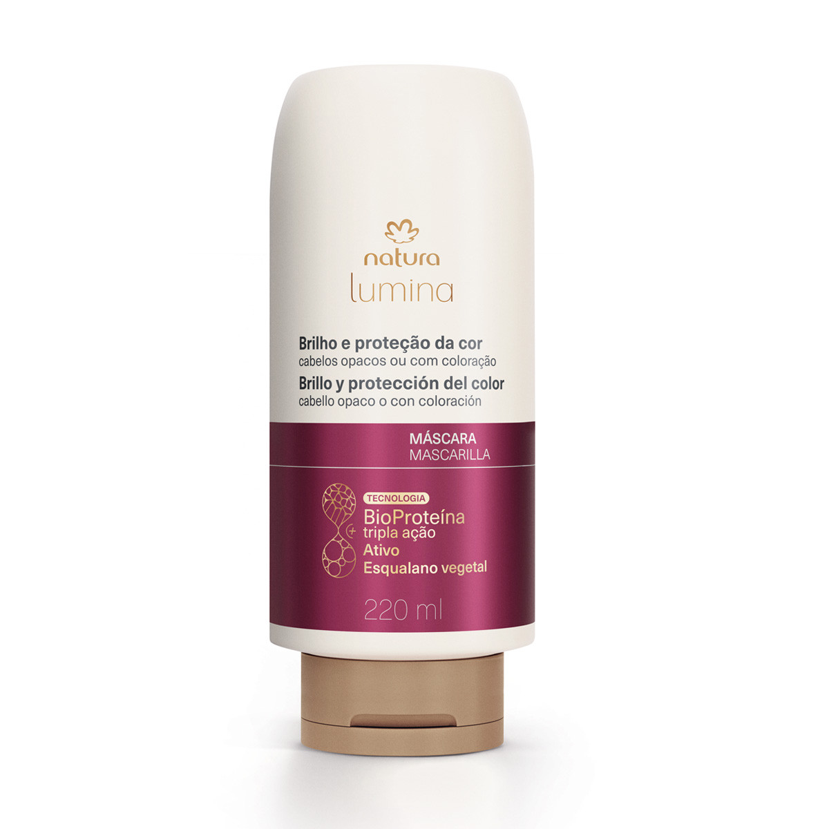 Cod. NATBRA-148410 - Máscara de Blindagem para Cabelos Opacos ou com Coloração Lumina 220 ml | Natura BR