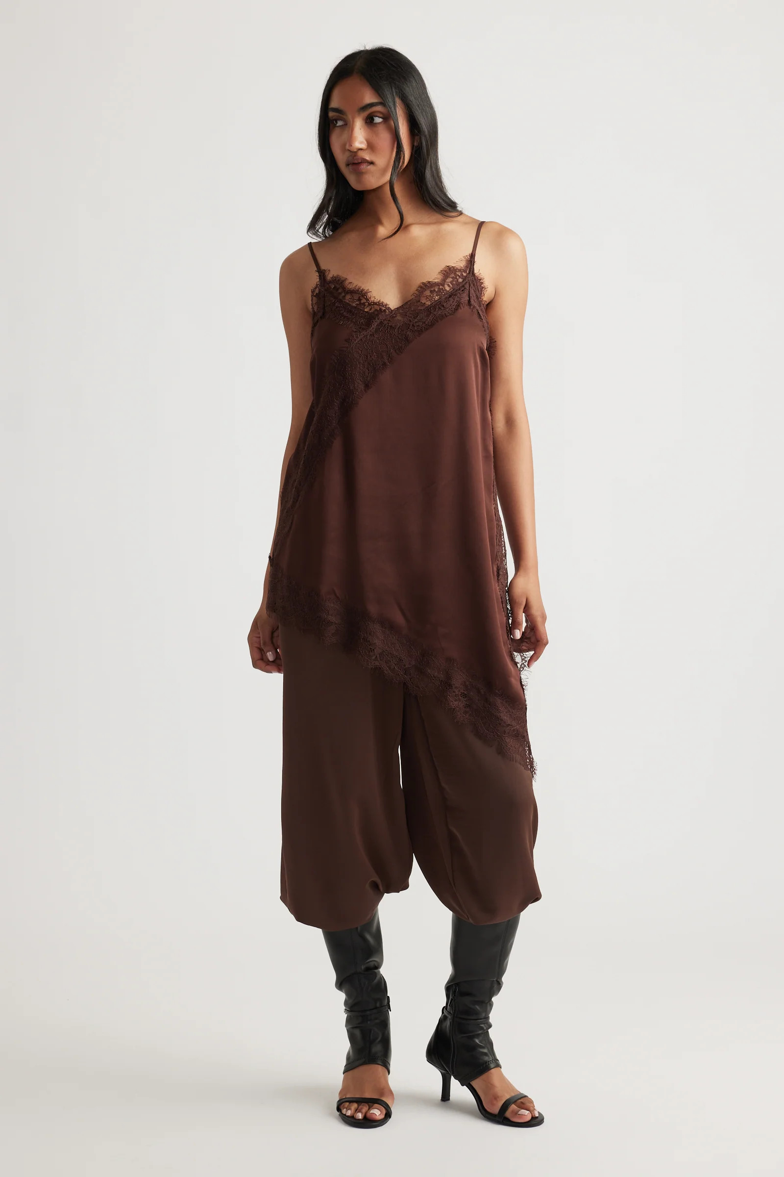 Karla Lace Tunic - Teak Brown | DECJUBA