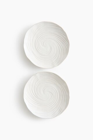 H & M - 2-Pack Textured Stoneware Appetizer Plates - White | H&M (US + CA)