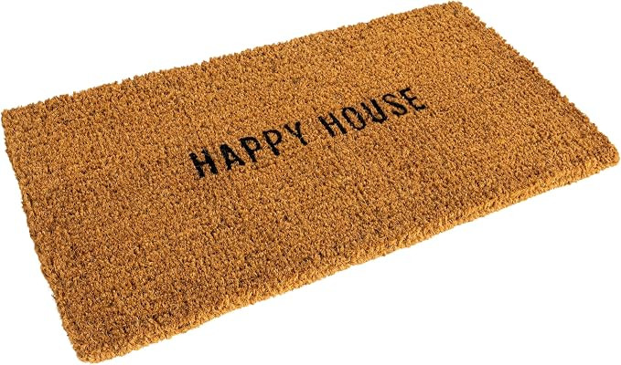 Creative Co-Op "Happy House Large Coir Doormat, Natural | Amazon (US)