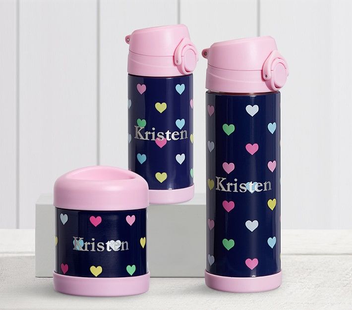 Mackenzie Navy Pink Multi Hearts Hot & Cold Container | Pottery Barn Kids