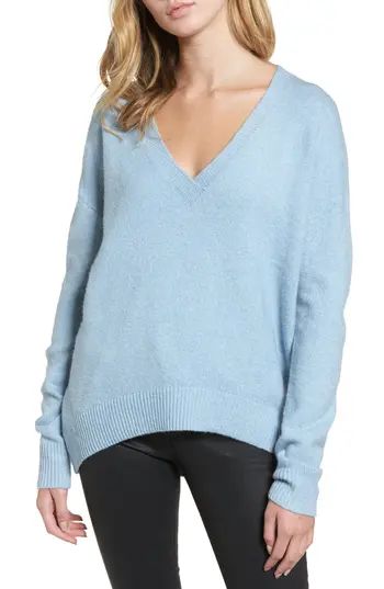 Women's Bp. V-Neck High/low Sweater, Size Medium - Blue | Nordstrom