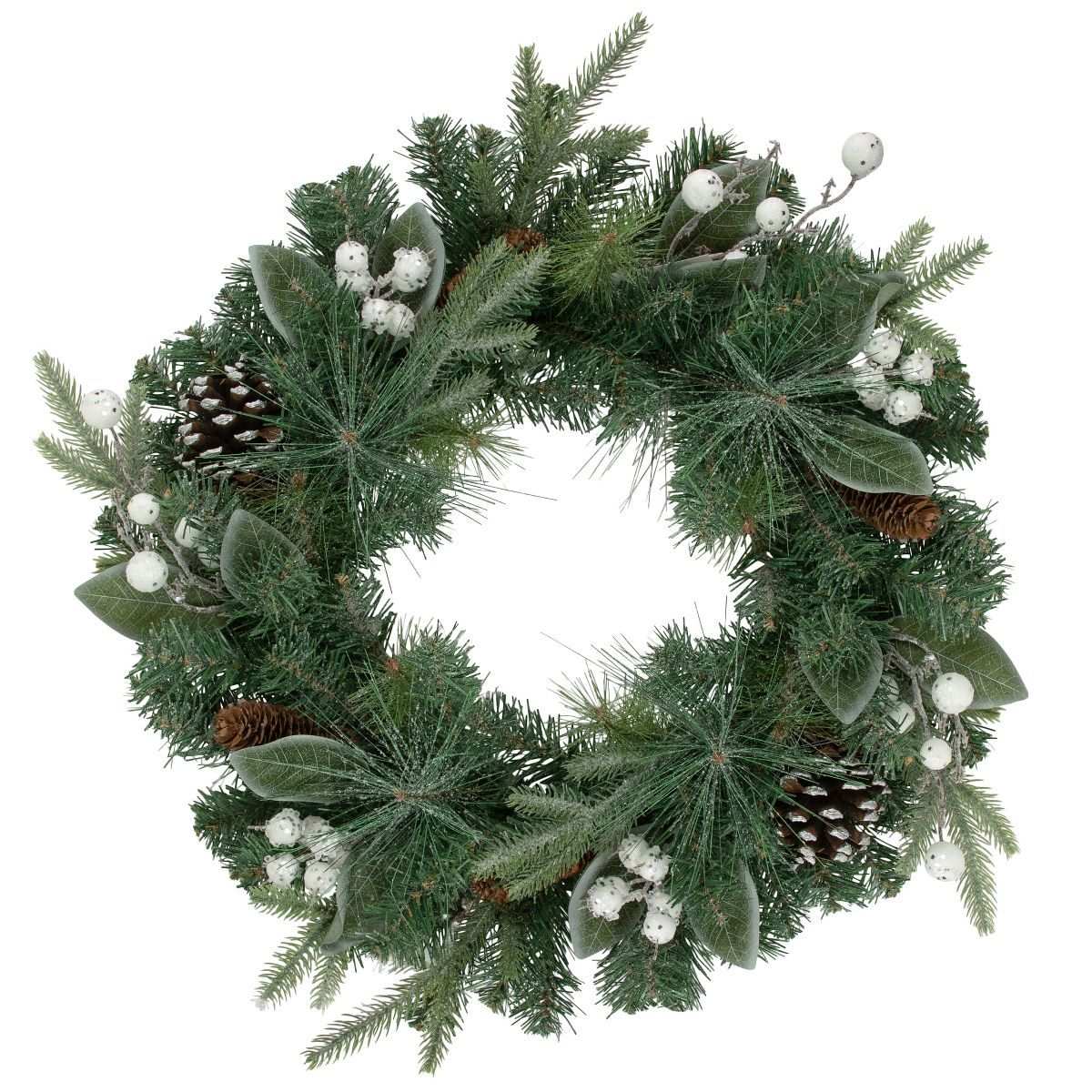 Northlight Frosted White Berry and Mixed Pine Artificial Christmas Wreath, 24-Inch, Unlit | Target