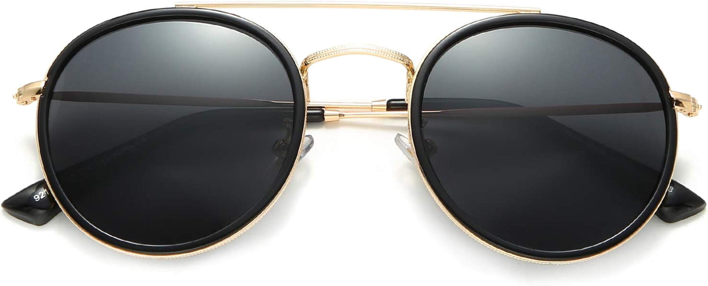 DUSHINE Small Round Double Bridge Sunglasses For Women Men Polarized 100% UV Protection | Amazon (US)