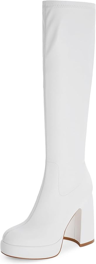 Modatope Platform Knee High Boots for Women Chunky Heel Rounded Toe Womens Knee High Boots Side Z... | Amazon (US)