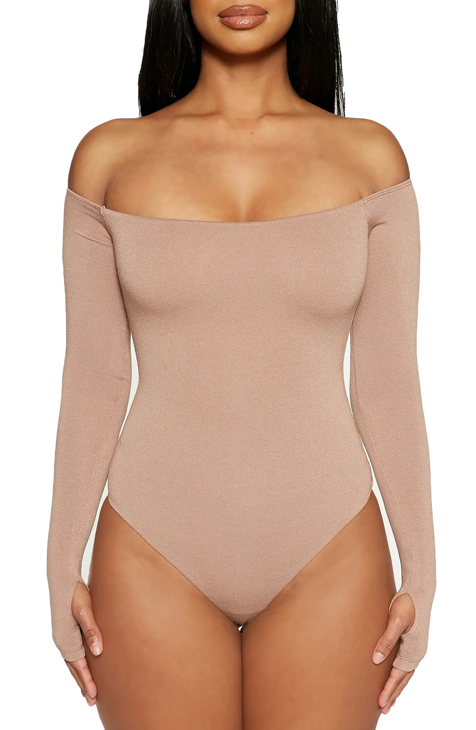 Naked Wardrobe The NW Off the Shoulder Long Sleeve Bodysuit | Nordstrom | Nordstrom