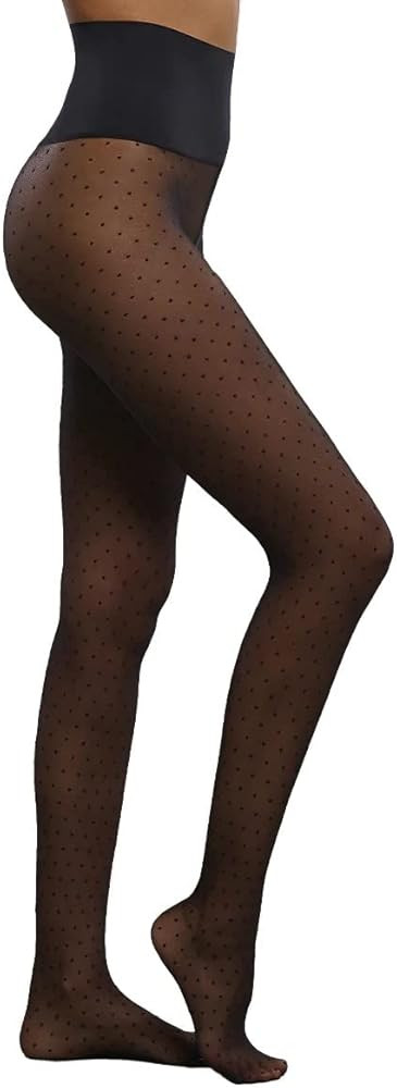 Commando Chic Dot Sheer Tights - HF042 (Black, Medium) | Amazon (US)