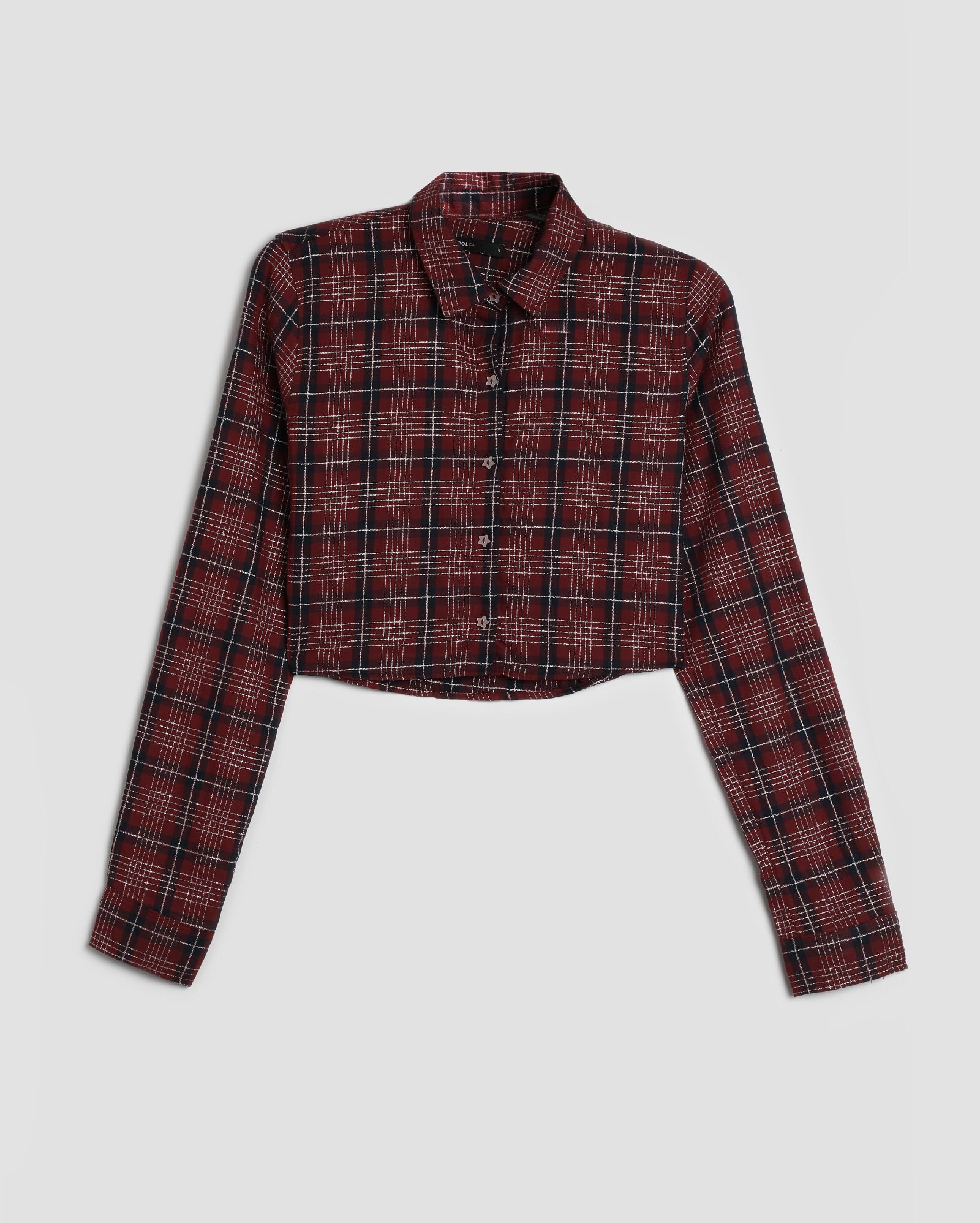 Camisa cropped juvenil manga longa xadrez vermelha | Pool | Riachuelo (BR)