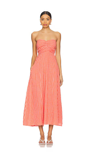 Amelie Dress in Gingham Coral | Revolve Clothing (Global)