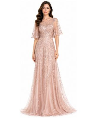 Lara Women's Cape Sleeve Mother's Gown - Mauve | Macy's