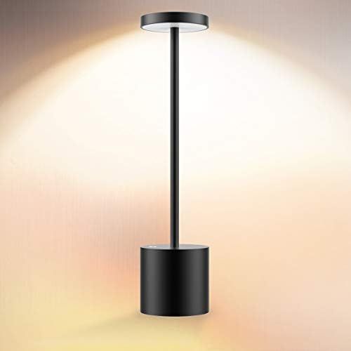 Cordless Table Lamp, LED Metal USB Rechargeable 6000mAh 2-Levels Brightness Night Light Desk Lamp Re | Amazon (US)