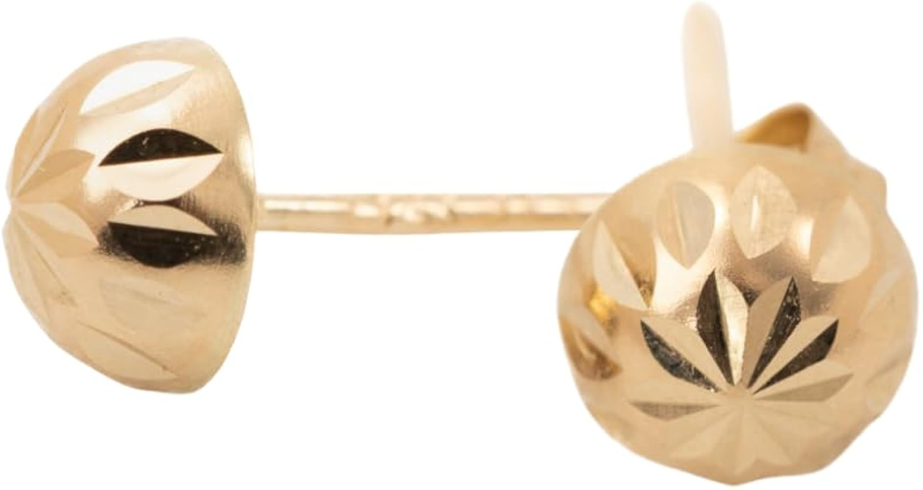 14K Real Solid Gold Diamond-Cut Half Ball Studs – Modern, Lightweight & Hypoallergenic Everyday... | Amazon (US)