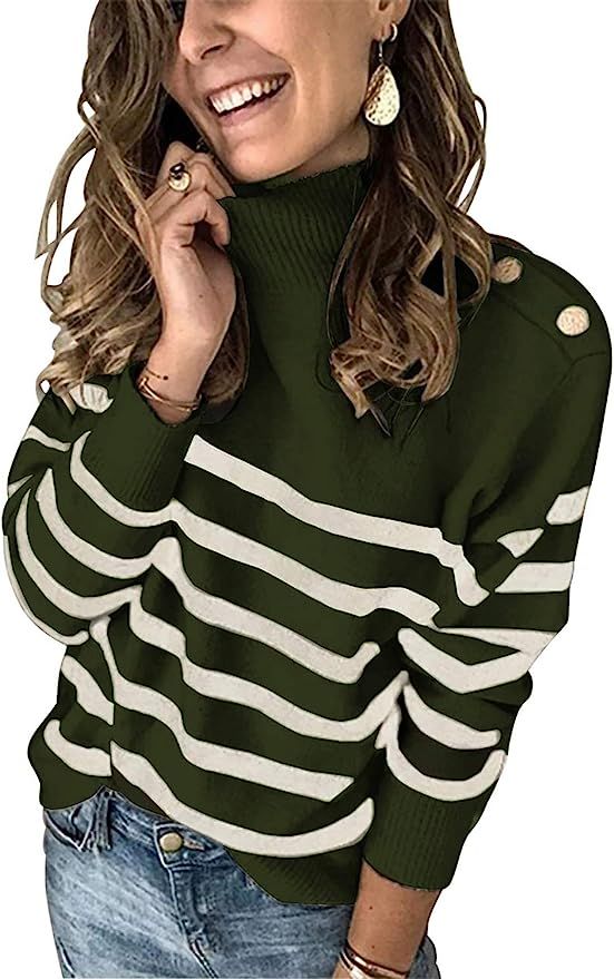 Lovezesent Womens Long Sleeve Color Block Cozy Winter Knit Sweater Pullover Tops | Amazon (US)