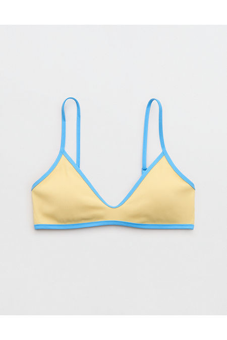 Aerie Skinny Strap Voop Ribbed Bikini Top Women's Citron XL | American Eagle Outfitters (US & CA)