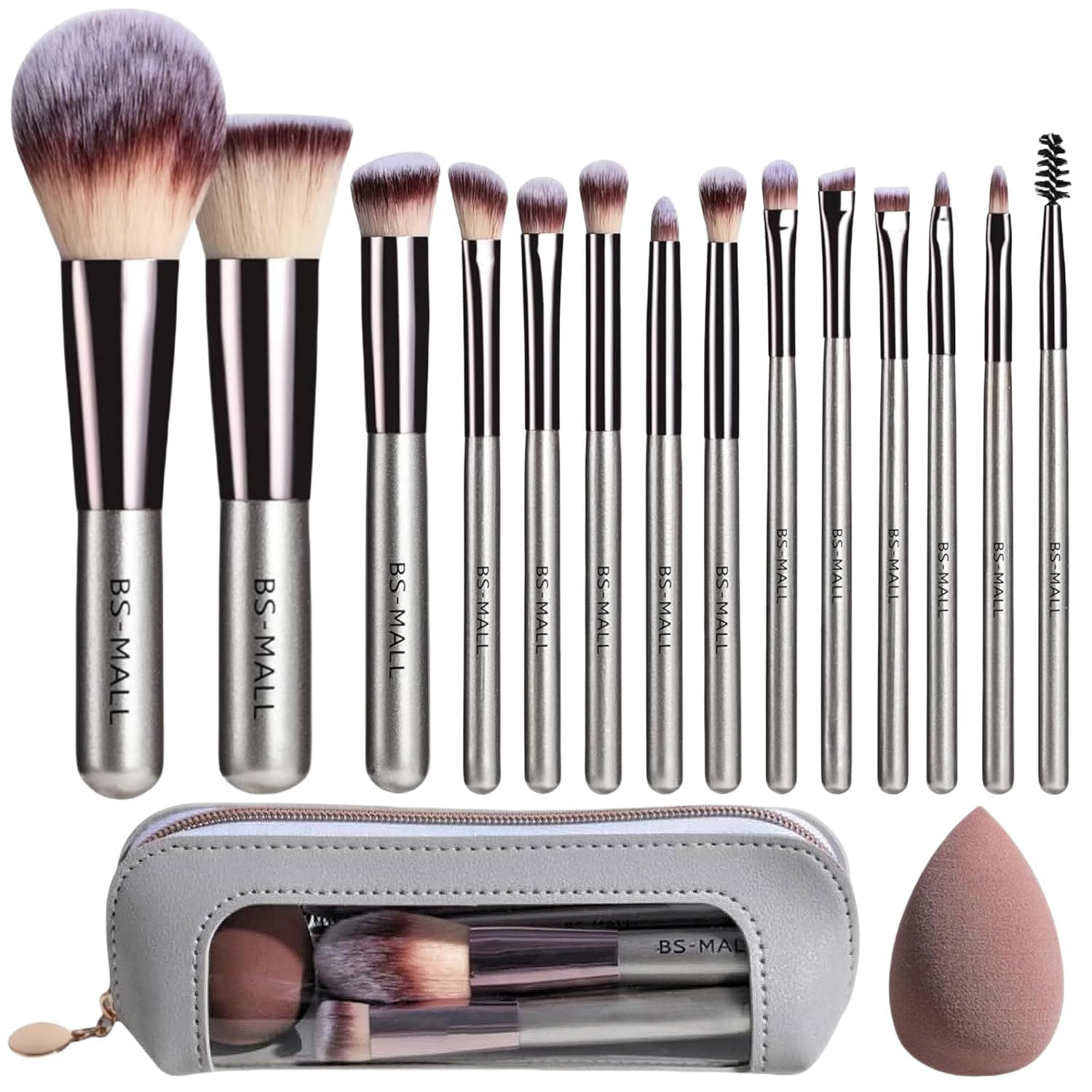 Travel Makeup Brush Set with Case & Sponge for Foundation Powder Blush 14 | Amazon (US)