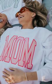 charlie southern: mom block pink corded sweatshirt | RIFFRAFF