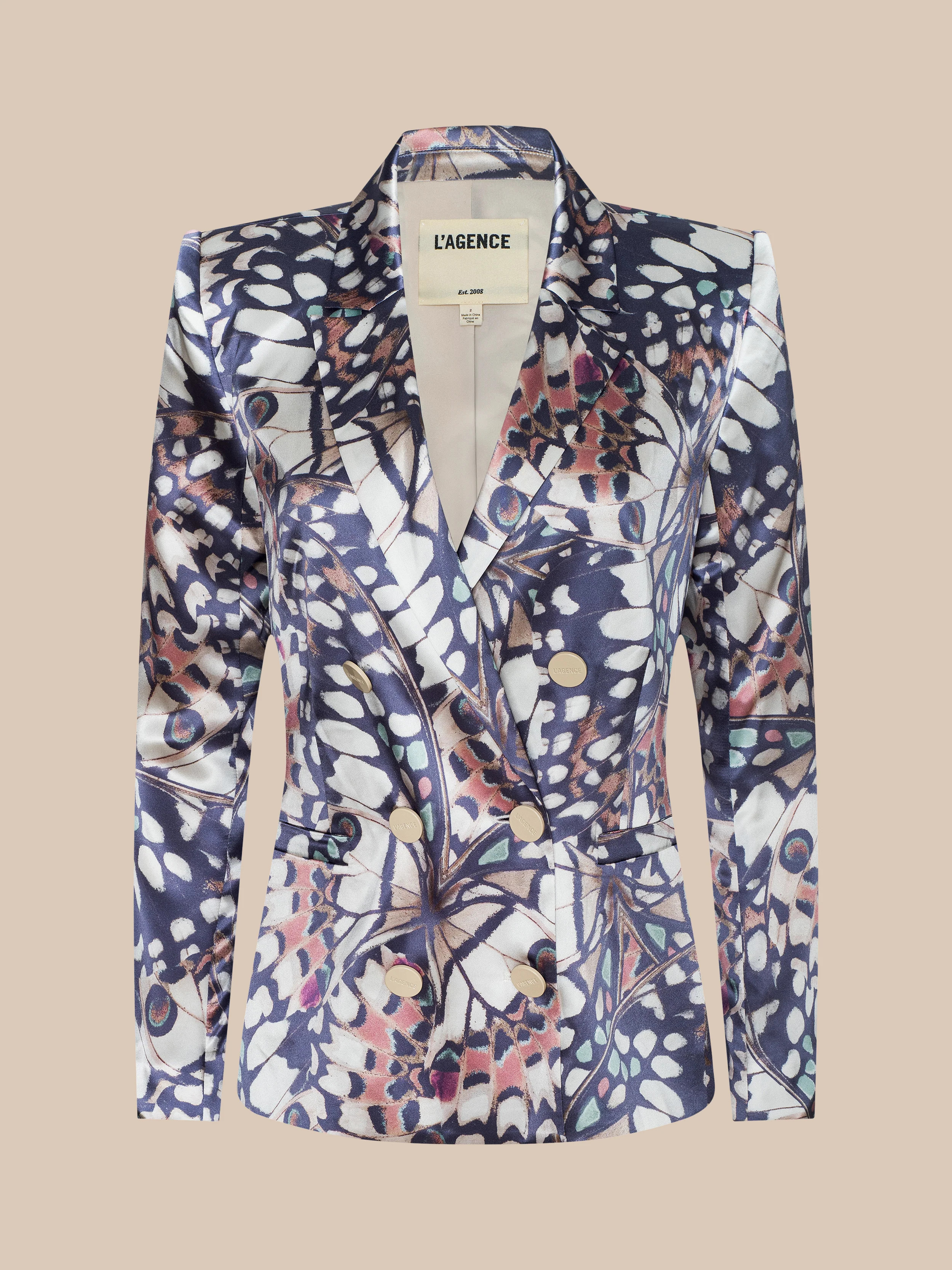 L'AGENCE Sena Silk Blazer In Multi Butterfly Wing | L'Agence