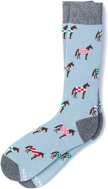 Men's Hipster Horse Blanket Derby Contemporary Crew Dress Socks | Amazon (US)