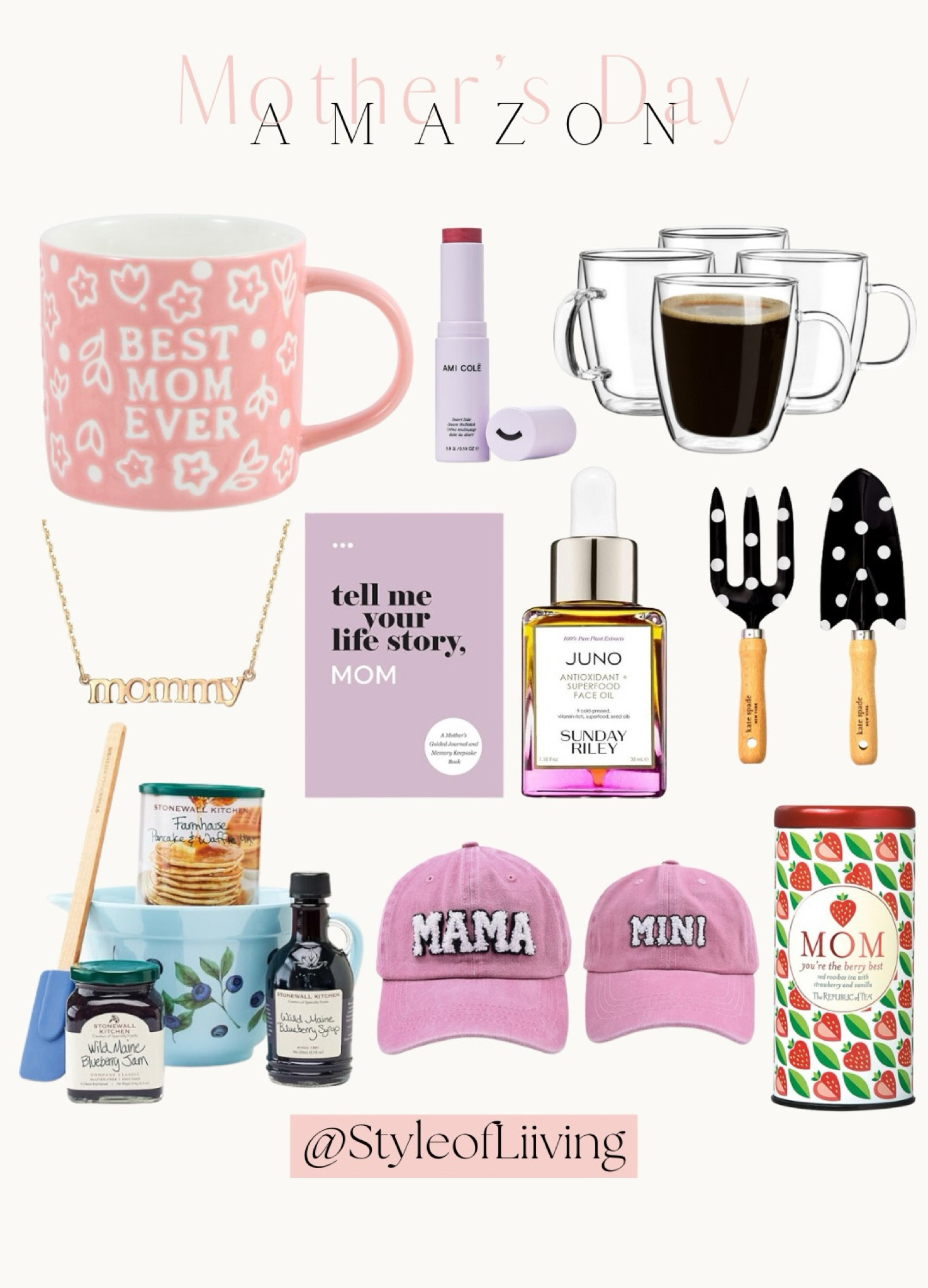 Amazon Mother’s Day gift ideas! Baseball caps, coffee mugs, gardening tools, clear glass mugs, makeup, tea, baking kits, skin care serum, jewelry, necklace, books, journals.

#LTKGiftGuide #LTKfindsunder100 #LTKfamily