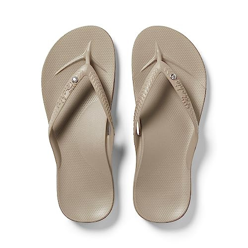 Archies Arch Support Flip Flops for Men & Women – Orthotic Sandals for Plantar Fasciitis Relief – Lightweight, Cushioning, Shock-Absorbing Sandals for Walking, Foot Pain & All-Day Comfort - Taupe Crystal (US Men's 10 / US Women's 11) | Amazon (US)