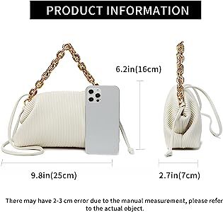 Women Dumpling Shoulder Bag Designer Chain Handbag Soft Cloud Crossbody Pouch Bag Ruched Clutch P... | Amazon (US)