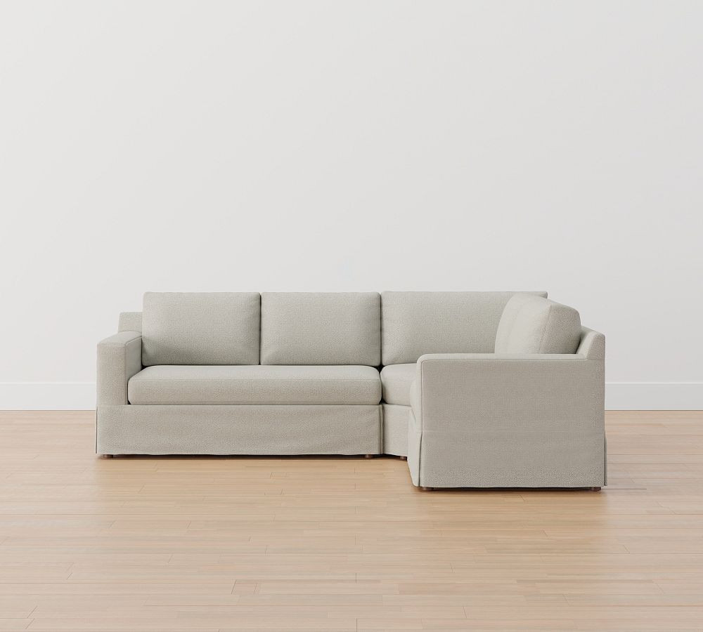 Shasta Square Arm Slipcovered 3-Piece Sectional with Wedge | Pottery Barn (US)