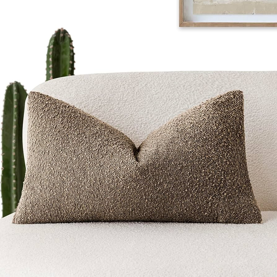 Foindtower Decorative Textured Boucle Throw Pillow Covers Accent Solid Lumbar Pillow Cases Neutra... | Amazon (US)