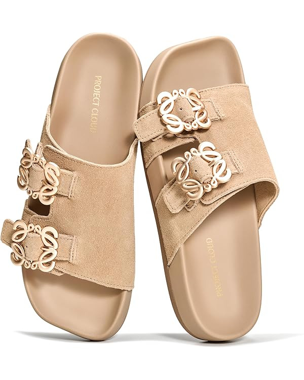 Project Cloud 100% Genuine Leather Womens Sandals Dressy - Lightweight & Non-Slip Women's Flats S... | Amazon (US)