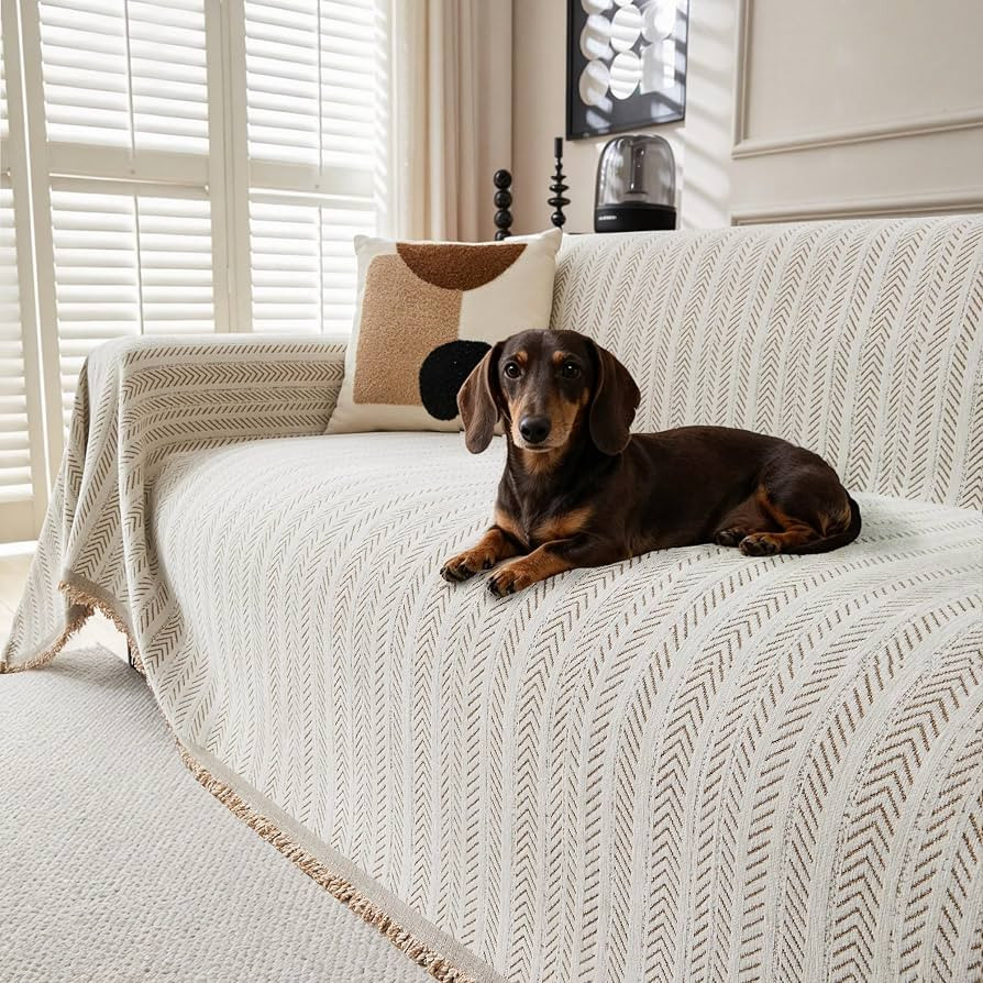 VOIR Sofa Cover Washable for 2 Cushion Couch Farmhouse Sectional Couch Cover Blanket, Soft Chenil... | Amazon (US)