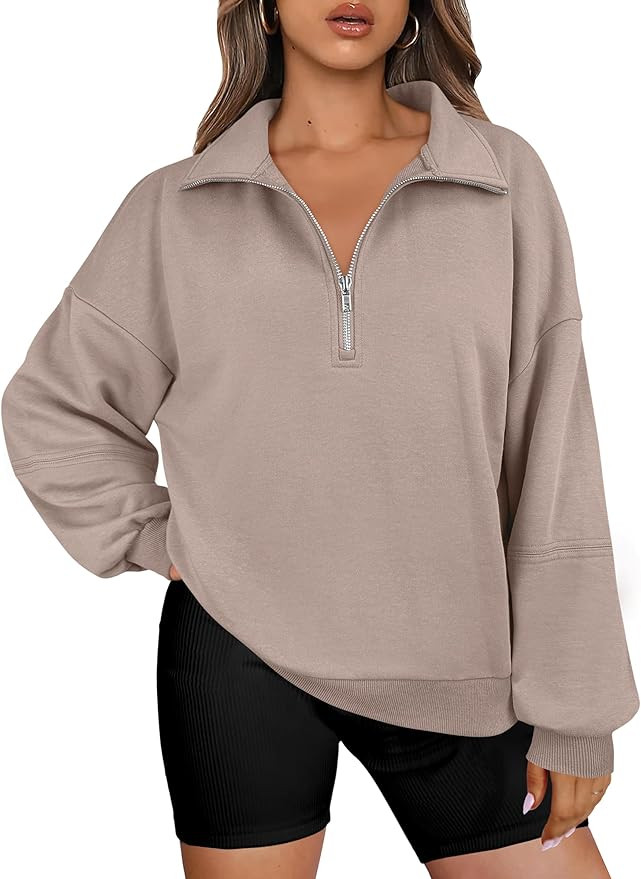 ANRABESS Womens Oversized Sweatshirts Quarter Zip Long Sleeve Comfy Casual Boxy Pullover Tops 202... | Amazon (US)