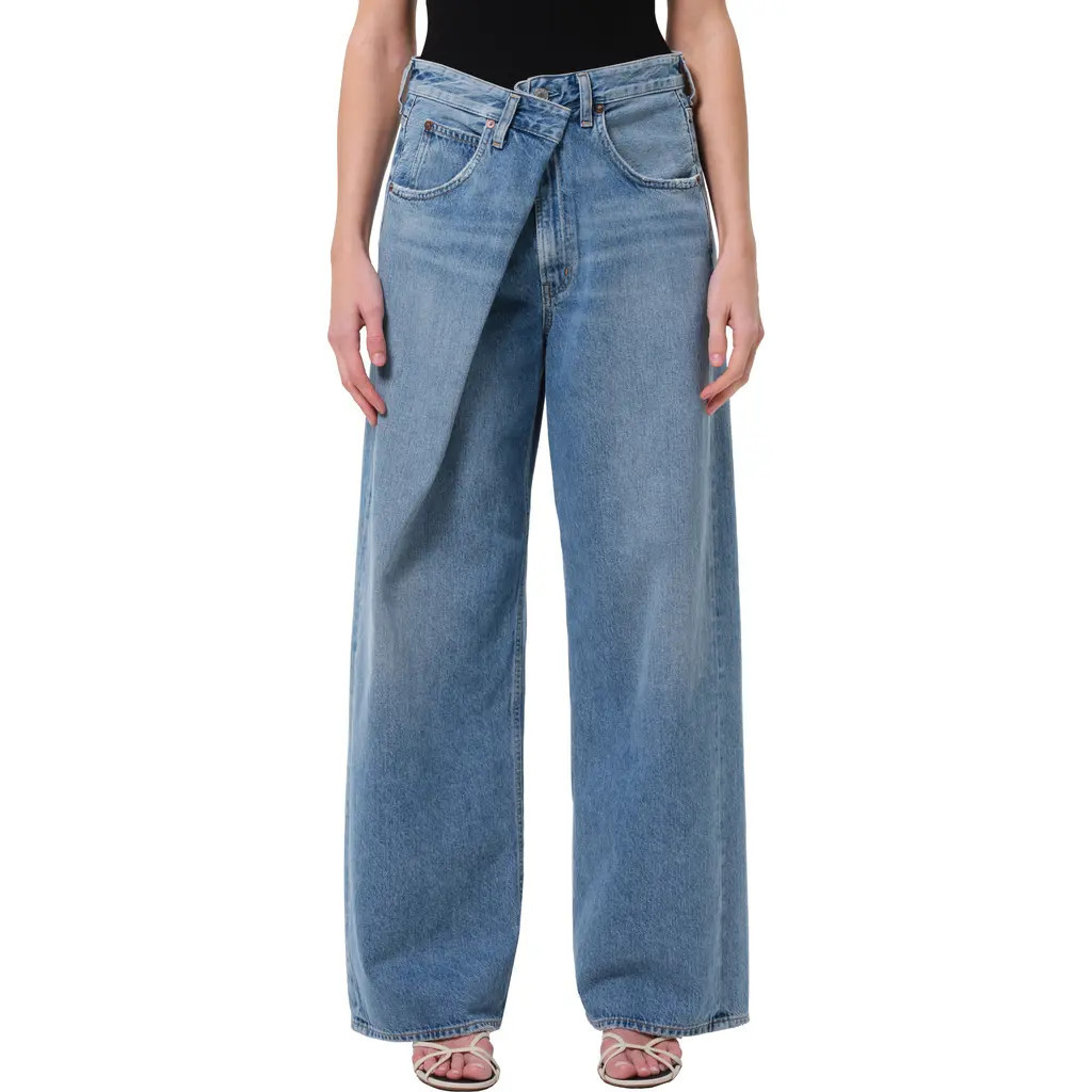 AGOLDE Vana Fold Waistband Wide Leg Jeans in Mantra at Nordstrom, Size 29 | Nordstrom