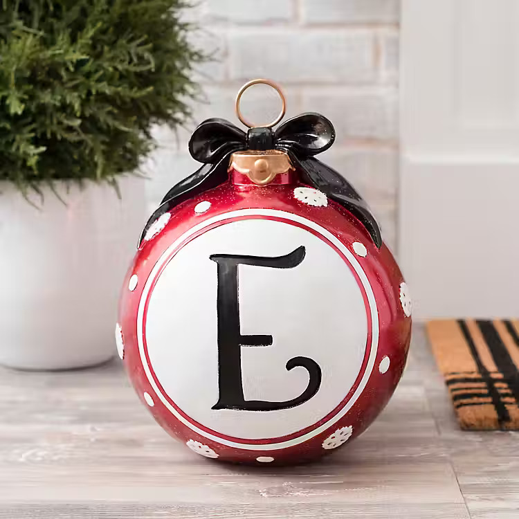 Snowflake and Bow Monogram E Ornament Statue | Kirkland's Home