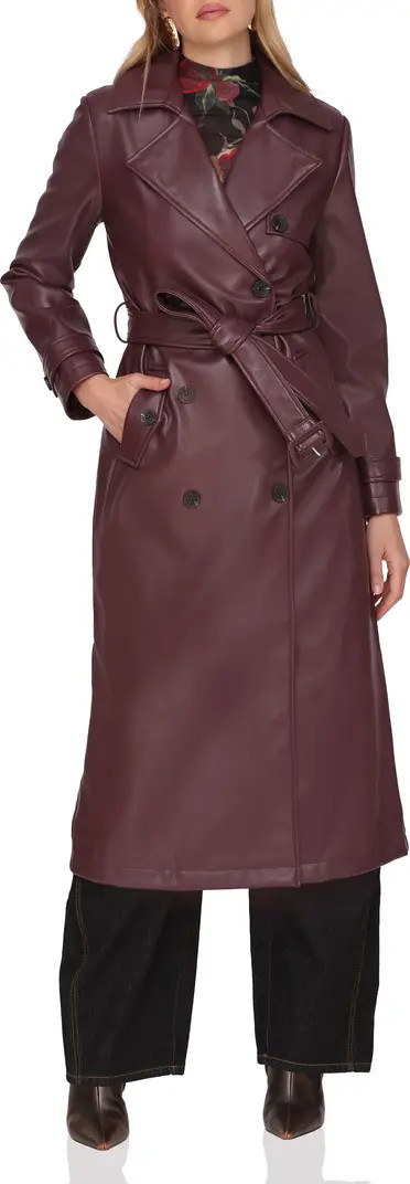 Avec Les Filles Double Breasted Faux Leather Trench Coat | Nordstrom | Nordstrom
