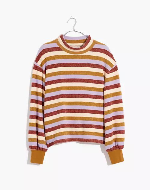 Mockneck Bubble-Sleeve Sweatshirt in Stripe | Madewell