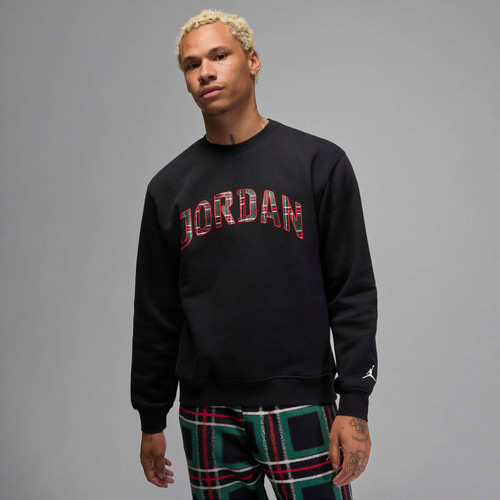 Jordan Mens Jordan Essential Holiday Fleece Crew - Mens Black/Red Size S | Foot Locker (US)