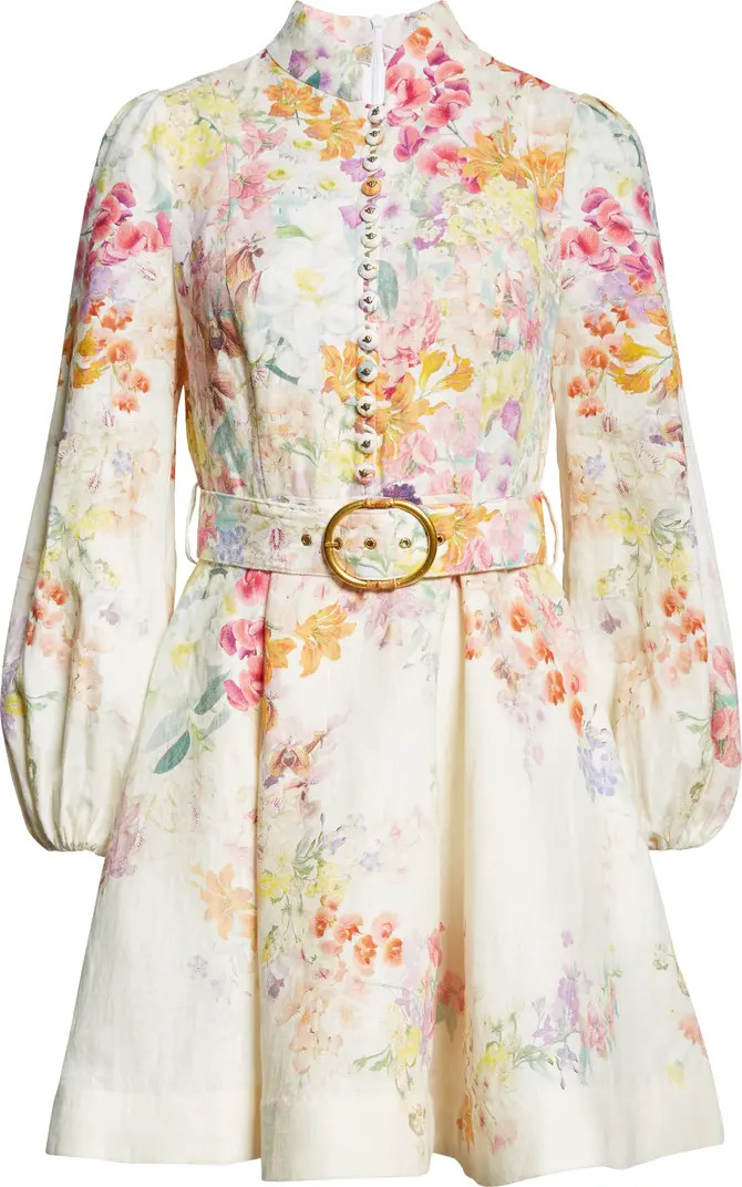Zimmermann Natura Floral Belted Linen Minidress | Nordstrom | Nordstrom